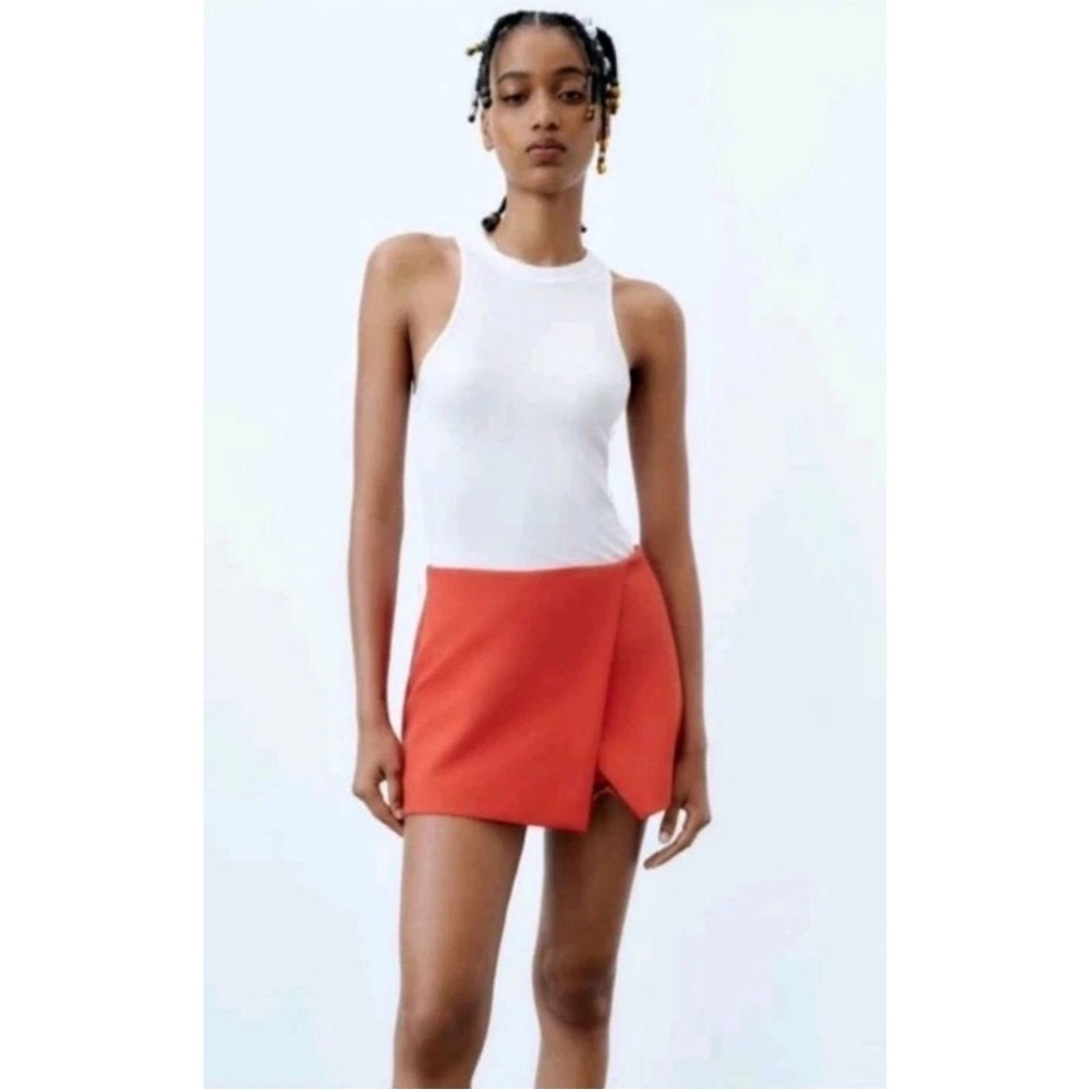 ZARA Asymmetric Skort in Bright Orange